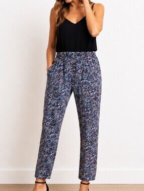 Maeve Anthropologie Floral Harem Jumpsuit Women's Size 14 Boho Viscose Cami